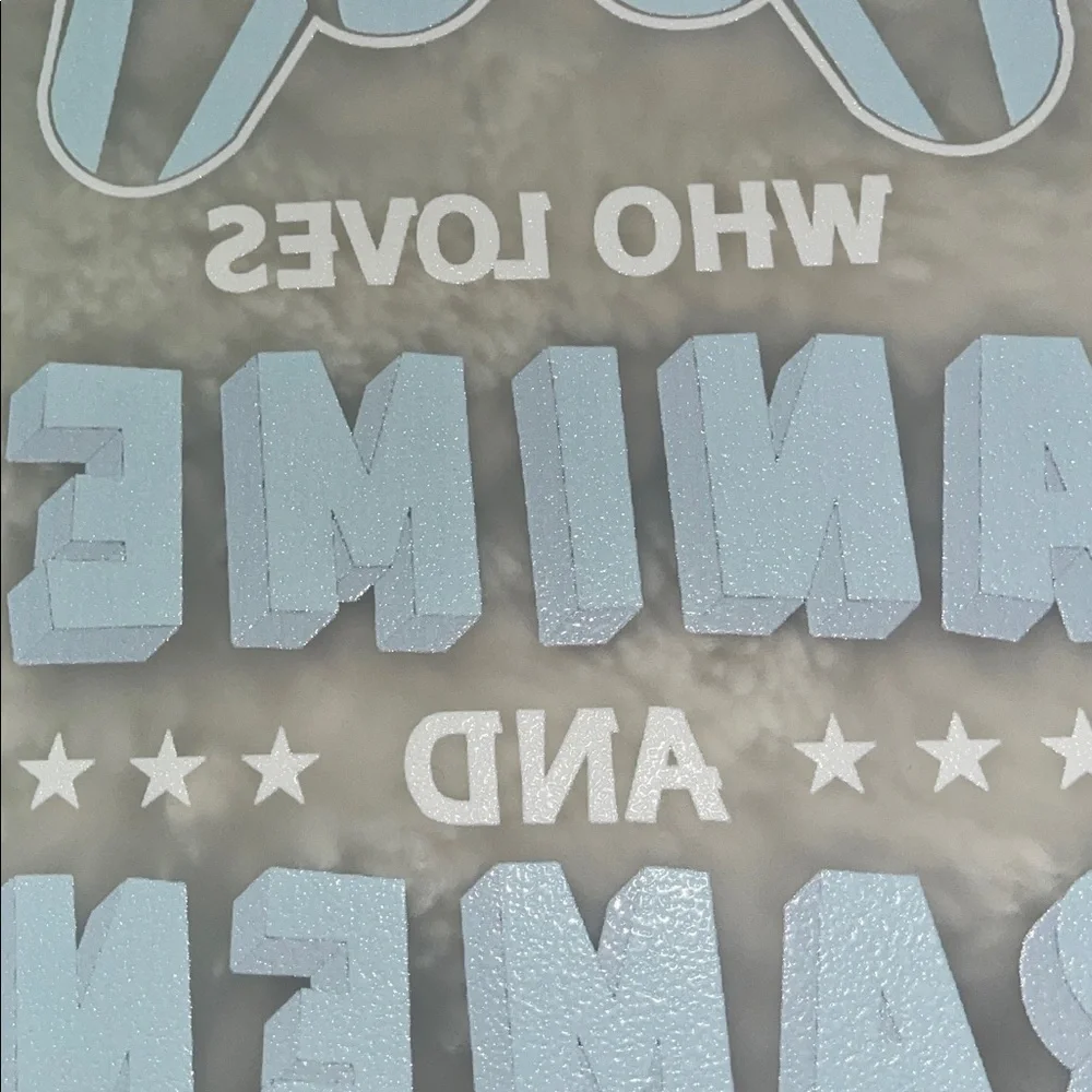 Blue and White Gamer T-shirt transfer NWT